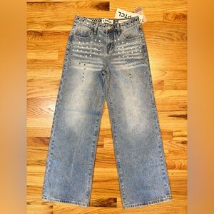 PTCL Jeans NWT Sz 26 Lowrise Wide Leg 100% Cotton Peek-a-boo Grommets